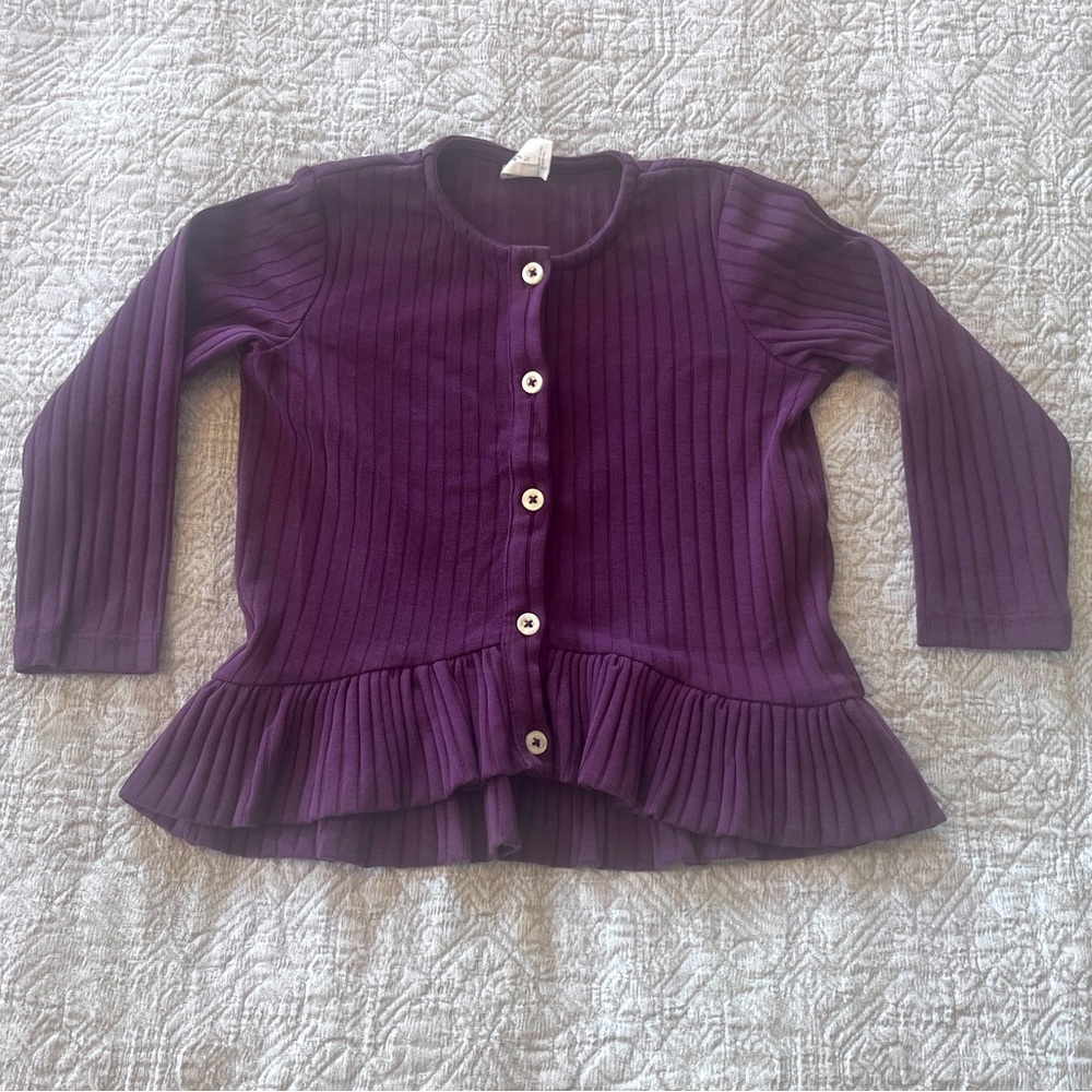 Kate Quinn 3T cotton rib ruffle peplum top